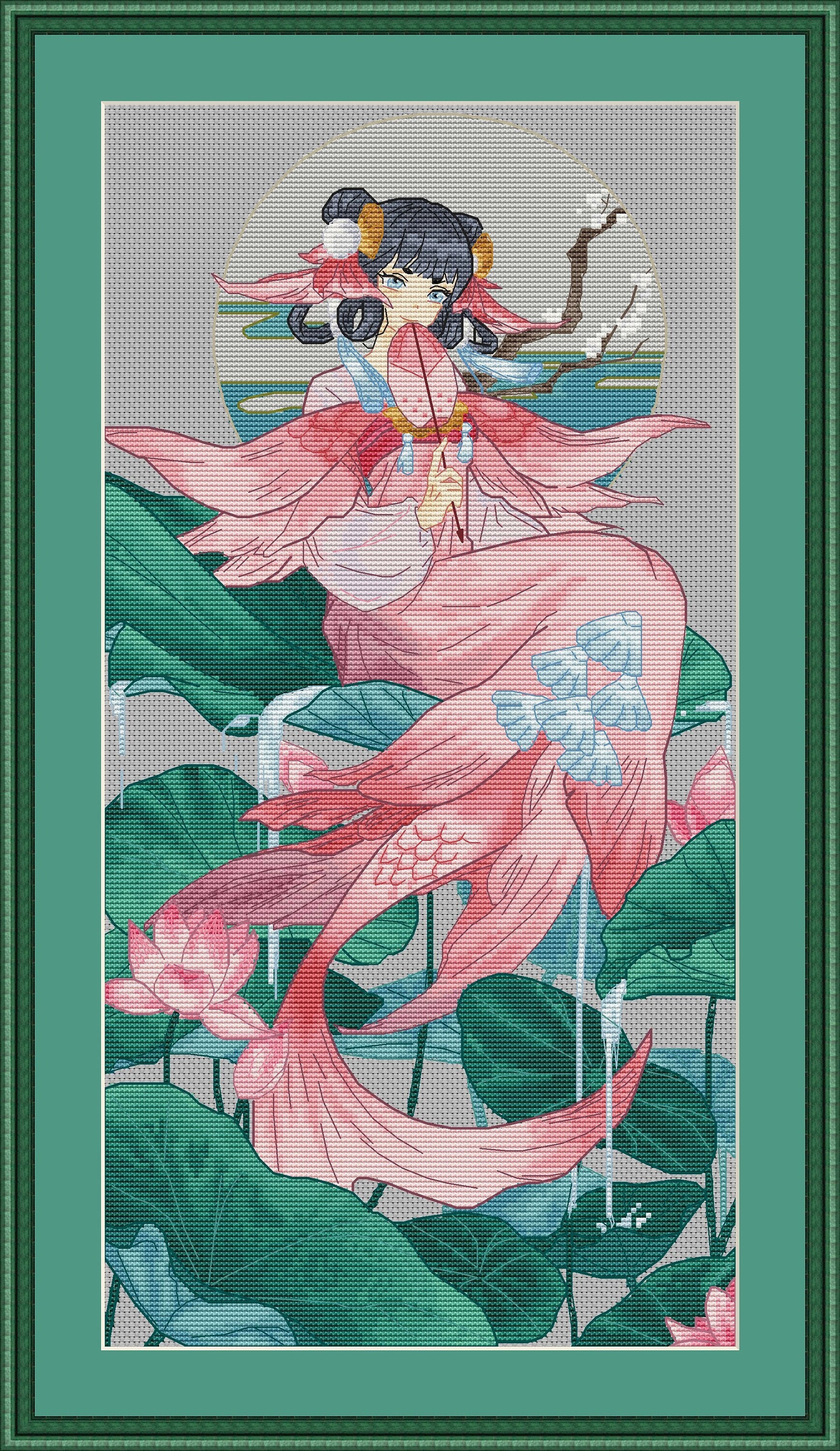 Lily Pond Mermaid Cross Stitch Pattern PDF File Instant Download DMC ...
