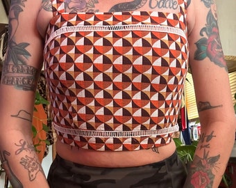 60's style tiki inspired cropped fitted tank