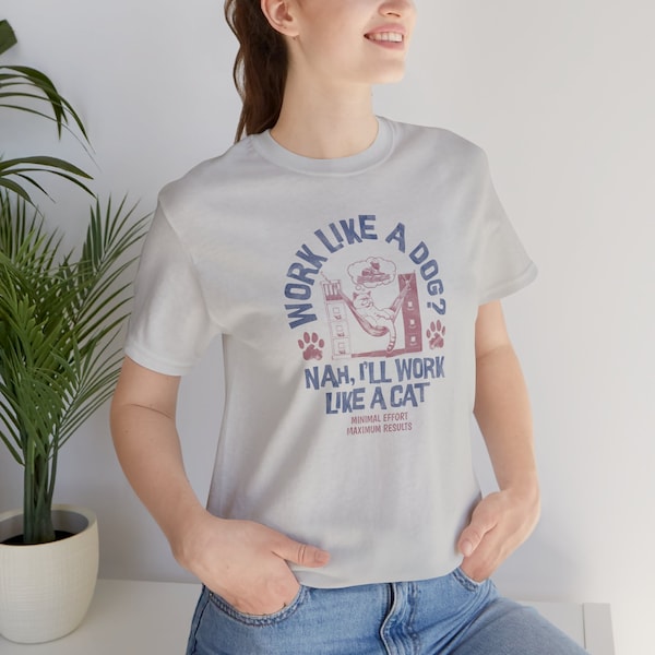 Cat Office Graphic Tee, Minimal Effort, Maximum Results T-Shirt, Cat Work Ethic, Office Cat Life, Chill Work Tee, Productivity, Effortless