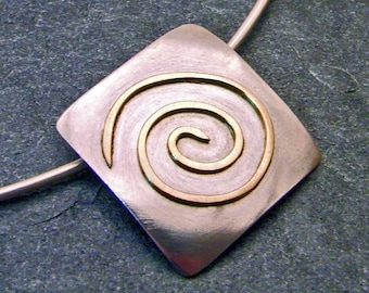 Goddess Spiral Necklace in 10 Karat Gold and Sterling Silver - Metal Artisan Jewelry