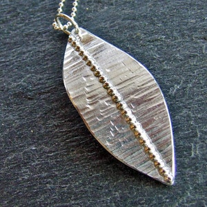 SILVER LEAF Necklace Hammered Sterling Silver Handmade Artisan Leaf Necklace, Nature Fall Jewelry image 2