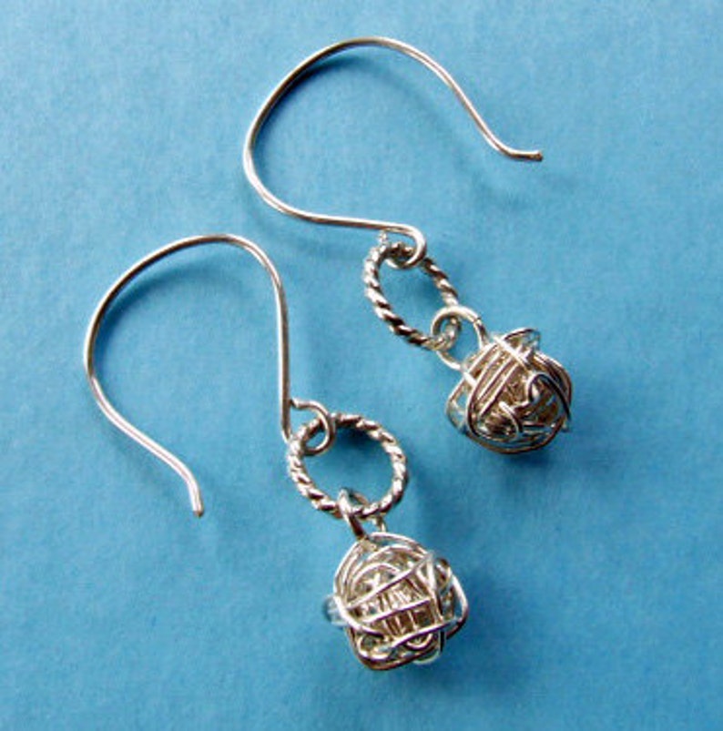 SILVER HOOP Wireball Tumbleweed Earrings with Braided Silver Etsy