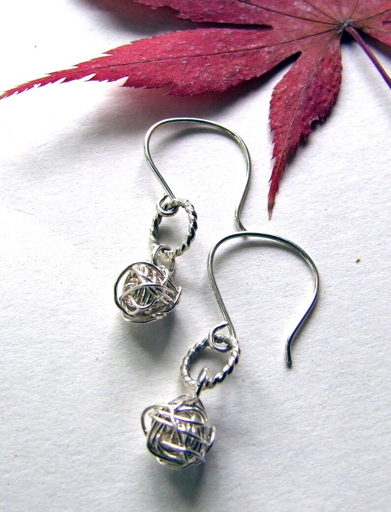 SILVER HOOP Wireball Tumbleweed Earrings with Braided Silver Etsy