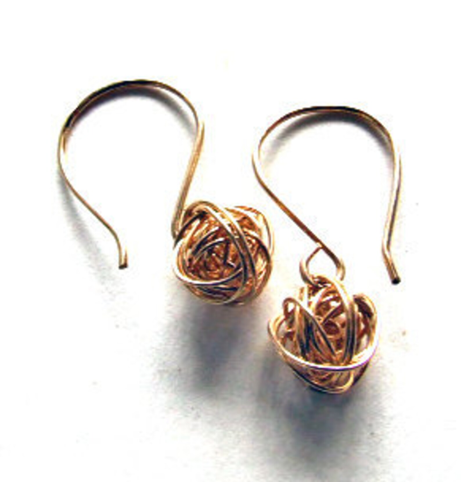 GOLD Yarn Ball Tumbleweed Earrings Woven From 12 Karat Etsy