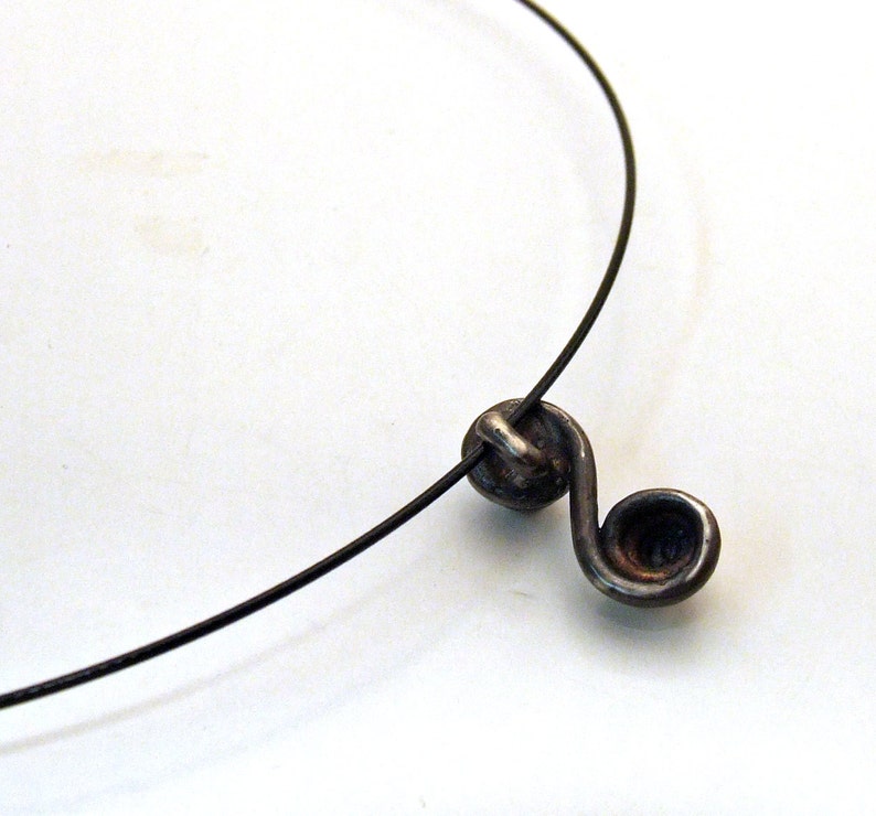 DOUBLE SPIRAL ETERNITY Necklace in Dark Patina with Steel Choker Cast Recycled Sterling Silver Limited Edition Jewelry Last One image 4