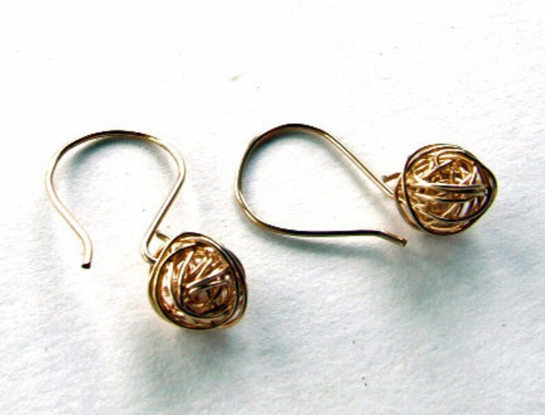 GOLD Yarn Ball Tumbleweed Earrings Woven From 12 Karat Etsy
