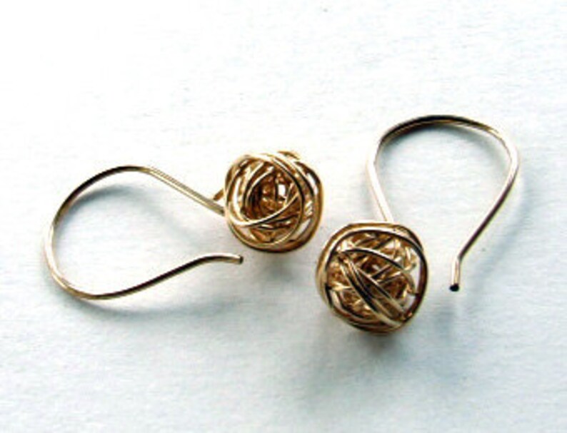 GOLD Yarn Ball Tumbleweed Earrings Woven From 12 Karat Etsy