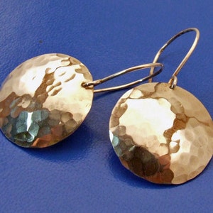 SEXY SATURN Hammered Sterling Silver Earrings, 1 inch Round Discs on Handmade Earwires image 3