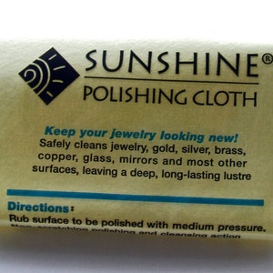 Sunshine Polishing Cloth for Cleaning Metal Jewelry, Flatware, Glass or Mirrors, Removes Tarnish image 1