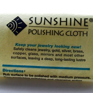 Sunshine Polishing Cloth for Cleaning Metal Jewelry, Flatware, Glass or Mirrors, Removes Tarnish