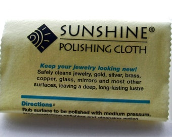 Sunshine Polishing Cloth for Cleaning Metal Jewelry, Flatware, Glass or Mirrors, Removes Tarnish