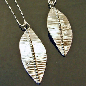 SILVER LEAF Necklace Hammered Sterling Silver Handmade Artisan Leaf Necklace, Nature Fall Jewelry image 1