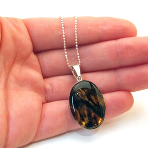 MOTH WING Necklace Sterling Silver and Resin Pendant, Large Oval, Captured Collection, Handmade Nature Jewelry, on Sterling Ball Chain image 5