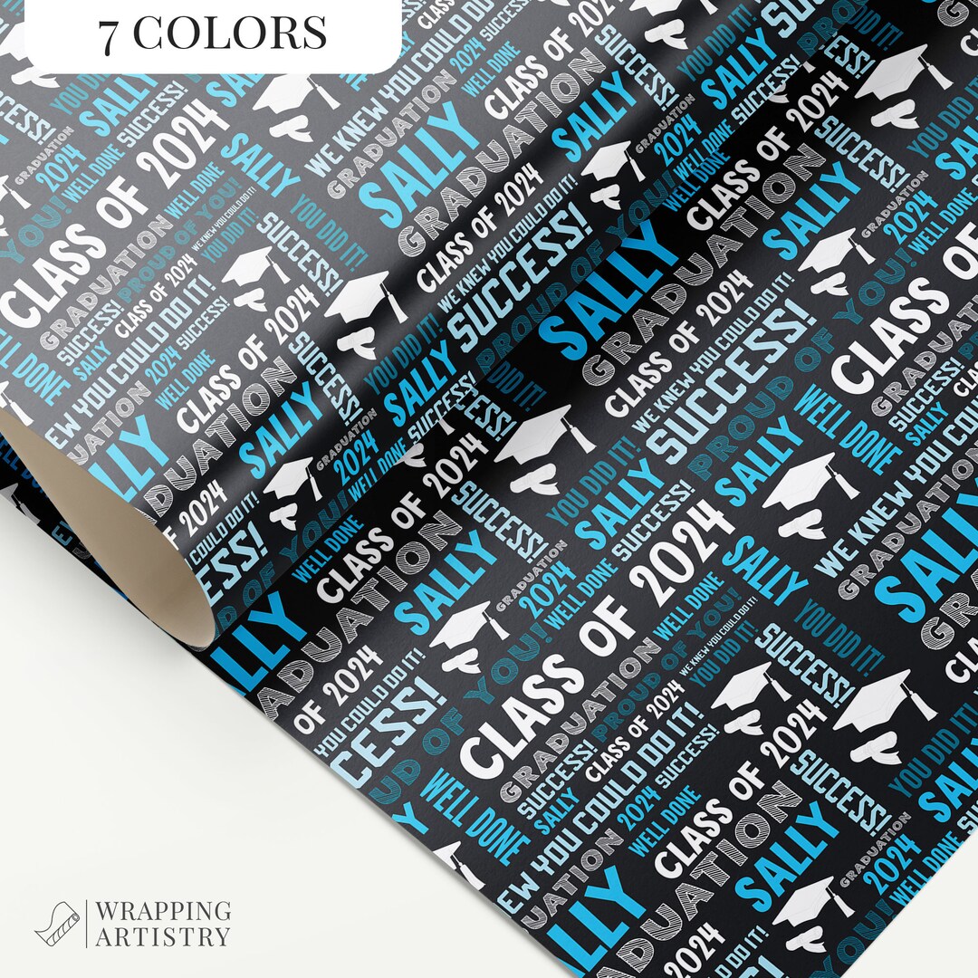 Personalized Graduation Wrapping Paper, 7 Colours , Custom Gift ...