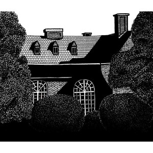 Mansion drawn in ink, Print