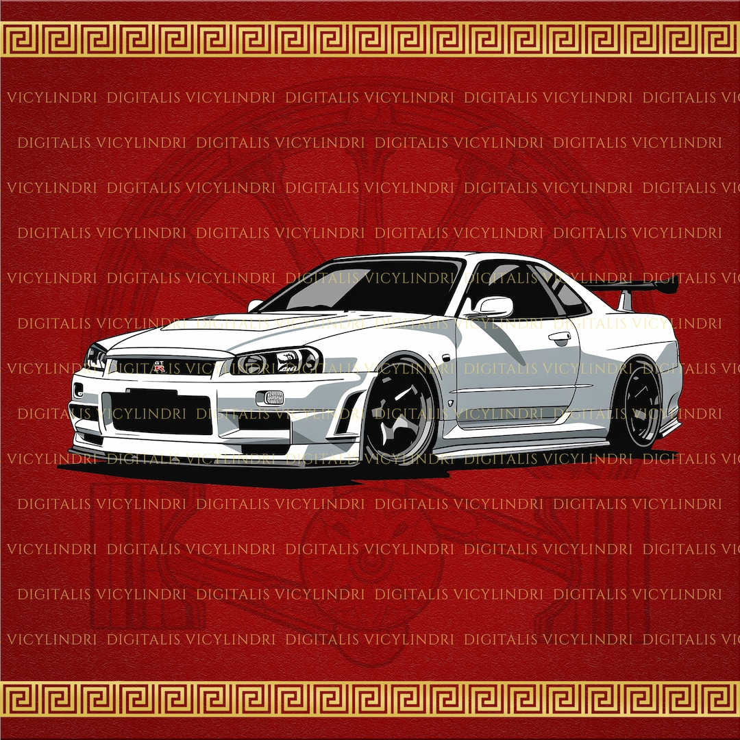 Nissan Skyline GT R34 PNG, JDM Decal, Car Printables, Bumper Sticker ...