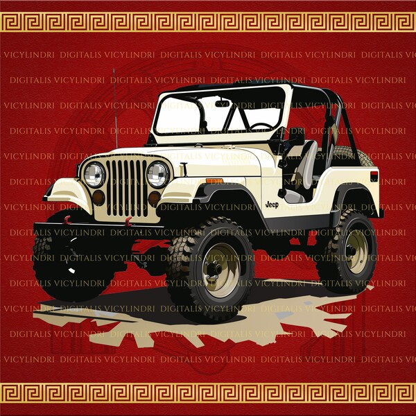 Jeep Wrangler CJ5 SVG & PNG, Jeep Decal, Car Printables, Bumper Sticker Png, Bumper Sticker Design, T-Shirt PoD Design, Digital Download,