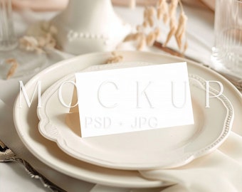 Boho Custom Place Card Mockup, Boho Name Card Mockup, Wedding Stationery Mockup, Baby Shower 3.5x2 Card Mockup, Table Card PSD Smart Object