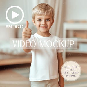 Boy T-Shirt Video Mockup MP4, Toddler T-shirt Video Mockup for Kids Shirt Design, White Short Sleeve Tee Video, Clothing Video Mockup