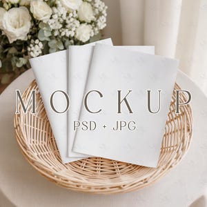 Wedding Newspaper Mockup PSD, Bridal Party or Baby Shower Newspaper Mockup, 3 Folded Papers Realistic Flat Lay Magazine Journal Mockups