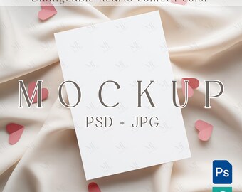 5x7 Card Mockup, Wedding Invitation Mock up, Bridal Shower Invite Card PSD Template