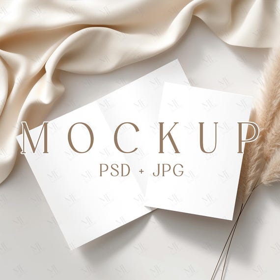 Folded Card Mockup 5x7, Program Card Mockup, Open Booklet PSD, Minimal Card Mockup, Double Invite Mockup, Wedding Mockup Stationary Mockup