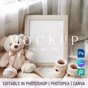 Kinderzimmer Rahmen Mockup PNG Canva, Baby Wand Kunst Boho Rahmen Mock up, 8x10 Baby Shower Tischschild Mockup, Kindergeburtstag Rahmen Karte PSD Vorlage