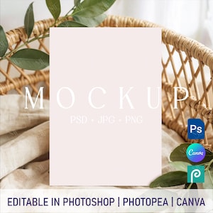 Invitation Mockup Canva, DIN A Invite Card Mockup, Postcard PSD Mockup, Greeting Card  Mockup, Stationery Card Mockup Photoshop and Canva