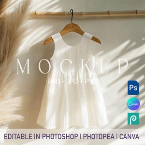 Barnklänningsmodell för småbarn, babyflickkläder, sommarlinnetextil, fotopea-canvasmodell