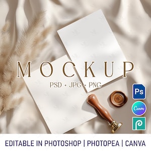 Set Card Mockup, Double Card PNG PSD, Wedding Greeting Card Mockup, Front and Back Invite Card Mockup Canva, Bohemian 2 Cards Mock up 5x7