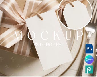 Gift Tag Mockup, Thank You Label Template, Wedding Favor Canva PSD
