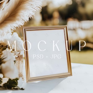 8x10 Rahmen Mockup, Hochzeit Tischschild Mockup, Goldrahmen Karte Mockup, Tischnummer Karte Mockup, Tabletop Mockup, Boho gerahmtes Schild Mockup