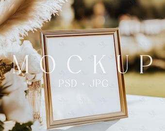 Table Sign Mockup 8x10, Wedding Frame Sign PSD Template, Bar Menu Mock up