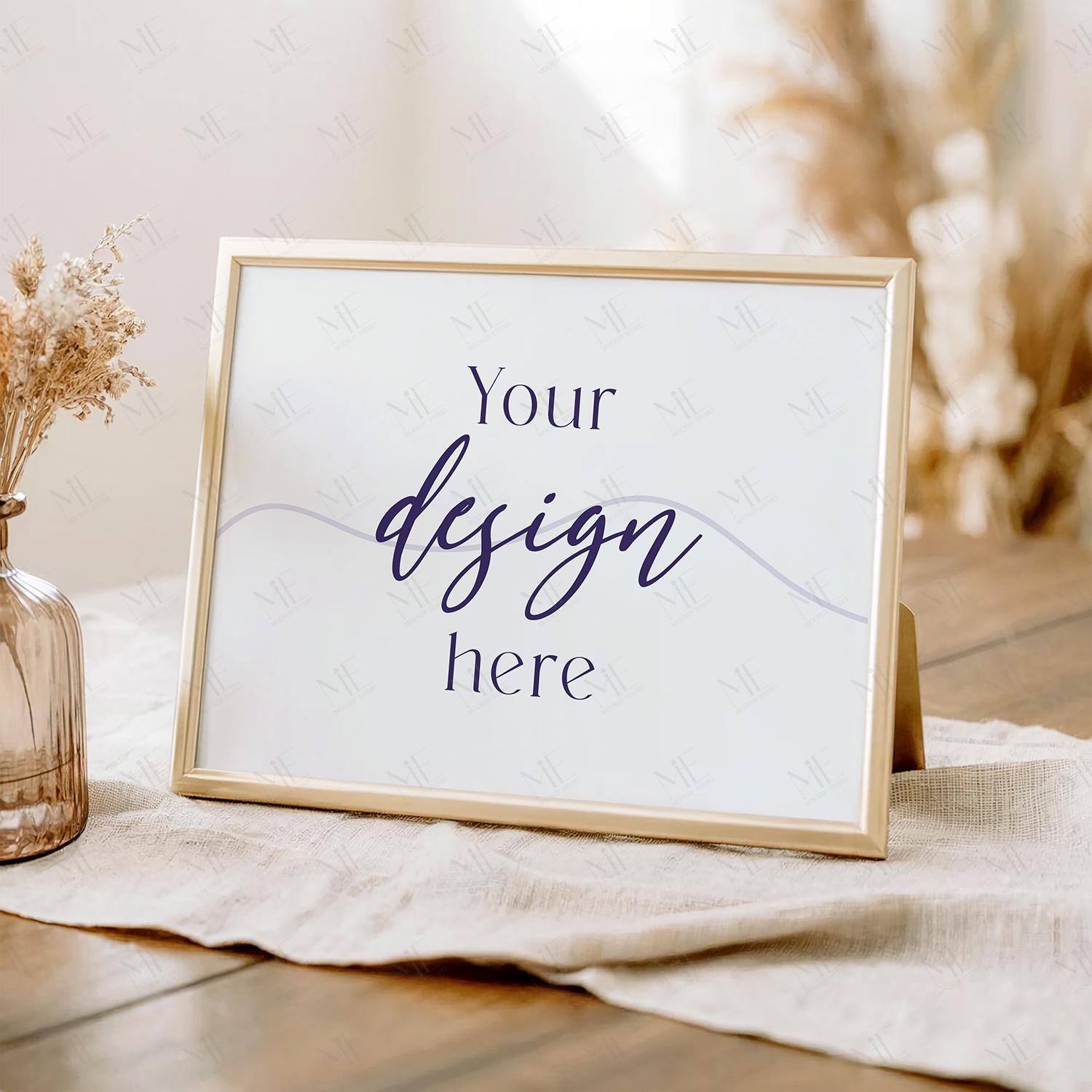 Landscape 10x8 Sign Mockup PSD, Horizontal Table Sign Mockup, Boho ...