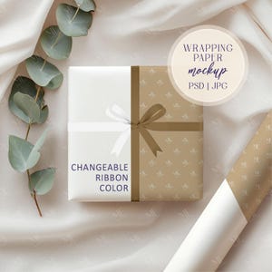 Gift Wrapping Paper Mockup, Present Mockup, Favor Wrapping Roll Paper Mockup PSD, Paper Pattern Mockup, Gift Wraps Paper Roll MockupTemplate