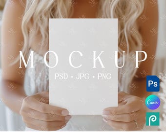 Wedding Invitation Mockup 5x7, Greeting Card Template, RSVP Invite Card Canva PSD