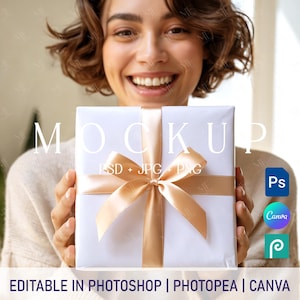 Wrapping Paper Mockup PSD PNG, Gift Wrap Present Canva Mock-up, Minimalist Wrapping Paper Mockup, Minimalist Wrapping Paper Gift Box Mockup