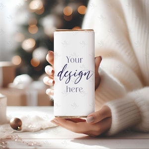 Chocolate Bar Wrapper Mockup, Chocolate Label Mockup, Candy Wrapper Mockup, Chocolate Bar Mockup, Holiday Party Candy Bar Wrapper Mockup PSD