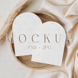 Double Invitation Mockup Arch Card, Boho Card Mockup, Greeting Card Mock up, Seating Card PSD Mockup, Wedding Arched Invite Mockup