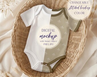 Baby Bodysuit Mockup, Onesie Outfit PSD Template, Baby Clothing Display Mock-ups