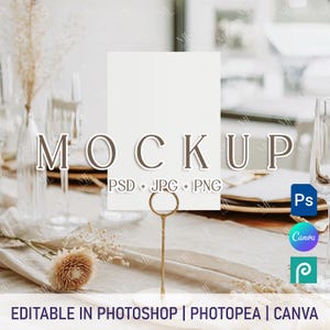 5x7 Tischnummer Mockup, Tischkarte PSD und PNG Mockup, Hochzeitstischkarte Mockup, Tischschild Canva Mockup, Boho Bar Menükarte Mockup