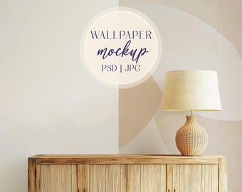 Mockup di carta da parati, mockup di murale, mockup di carta da parati per stanze, mockup di decorazioni per pareti, mockup di arte murale, oggetto intelligente PSD per interni boho moderni