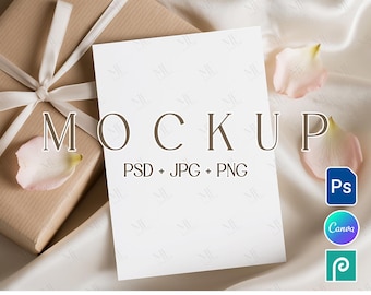 Maqueta de tarjeta de invitación de San Valentín, plantilla PSD de Canva para invitación de boda, maquetas de tarjetas de felicitación e invitaciones