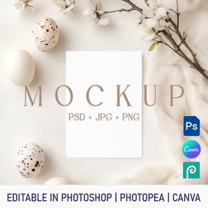 Frühlingseinladungsmodell, Ostern 5x7 Kartenmodell, Feiertagsgrußkarte Mockup, Frühlingsfeierkartenmodell, Karte PSD PNG Canva-Vorlage