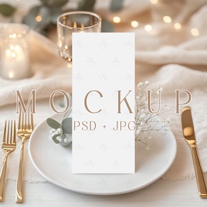 Mockup di menu 4x9, mockup di programma di matrimonio, mockup di carta da tavolo per feste, mockup di menu del programma della cena, mockup di menu Boho PSD, mockup di menu di bevande