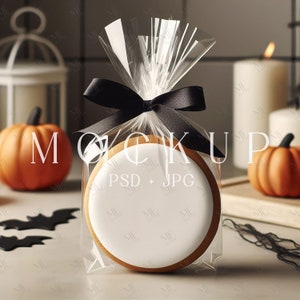 Halloween Cookie Candy Mockup Label,Product Mockup, Fall Mockup Round cookies, Halloween Biscuit Mockup, Cookie Mockup, Cookies Icing Mockup