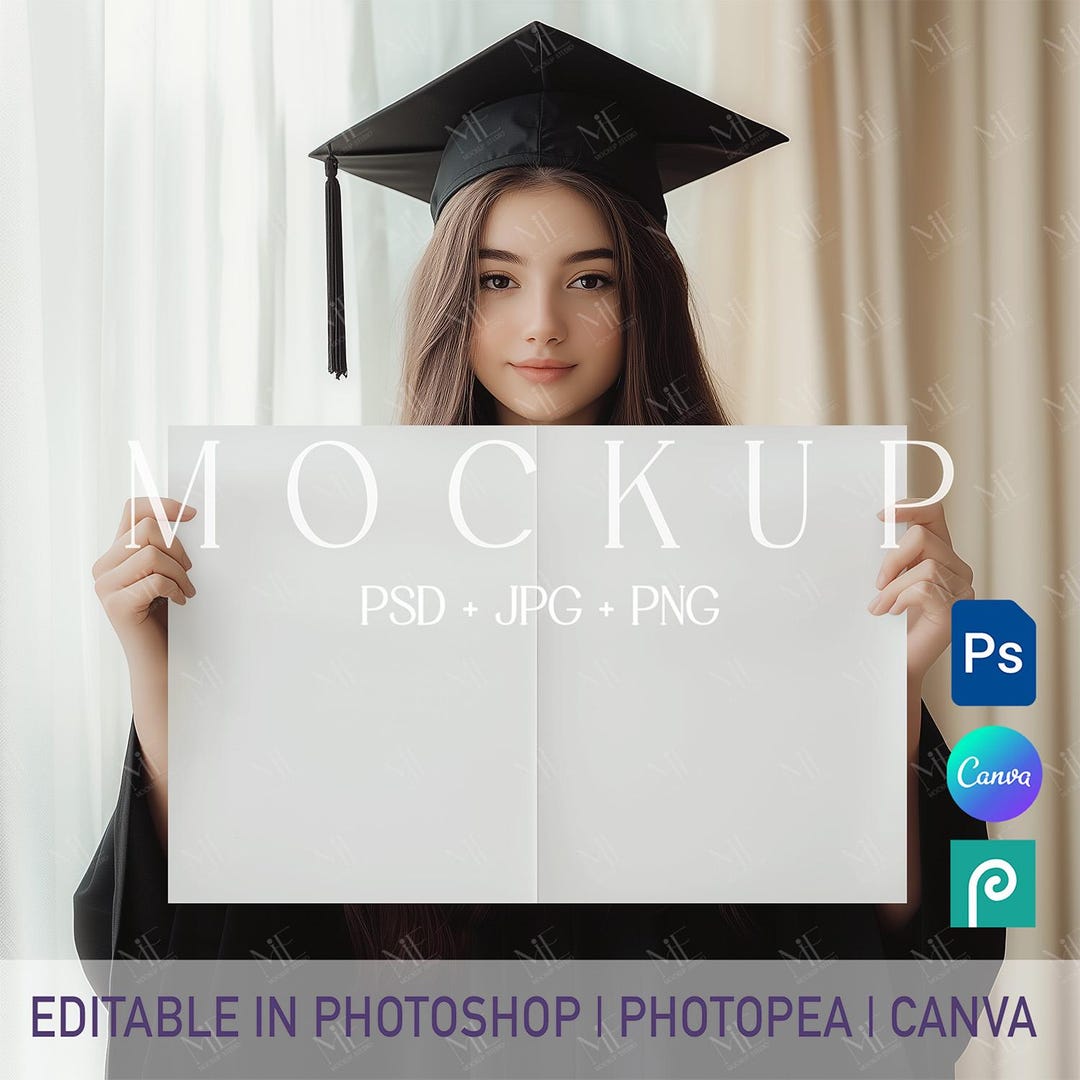 Graduation Rivan Mockup Graduation Newspaper Mockup, Folded Program Template, Senior ...
