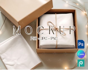 Wrapping Paper Mockup, Gift Wrap Mock up, Holiday Favor Wrapping Papers PSD PNG Mock-ups