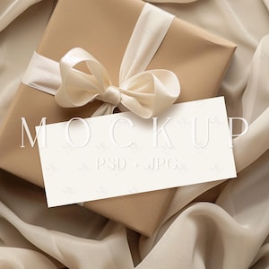 Gift Voucher Mockup, 7x3 Gift Card Mockup, Holiday Ticket PSD, Favor Card Certificate Mockup, Printable Gift Card Template Boho PSD