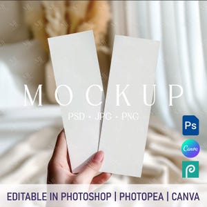 Mockup digitale bladwijzer, mock-up fotostrook, mock-up bladwijzer bruiloft of babyshower, boho-fotostrookkaarten PSD, png Canva-mock-up